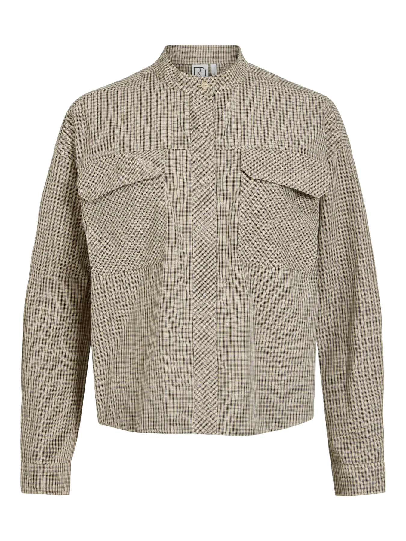 Rouge Edit Lucy LS China Collar Shirt - Pelican Checks