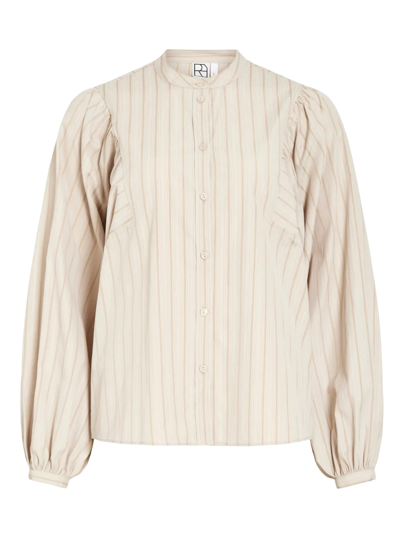 Rouge Edit Amalia China Collar Shirt - Petrified Oak Stripes
