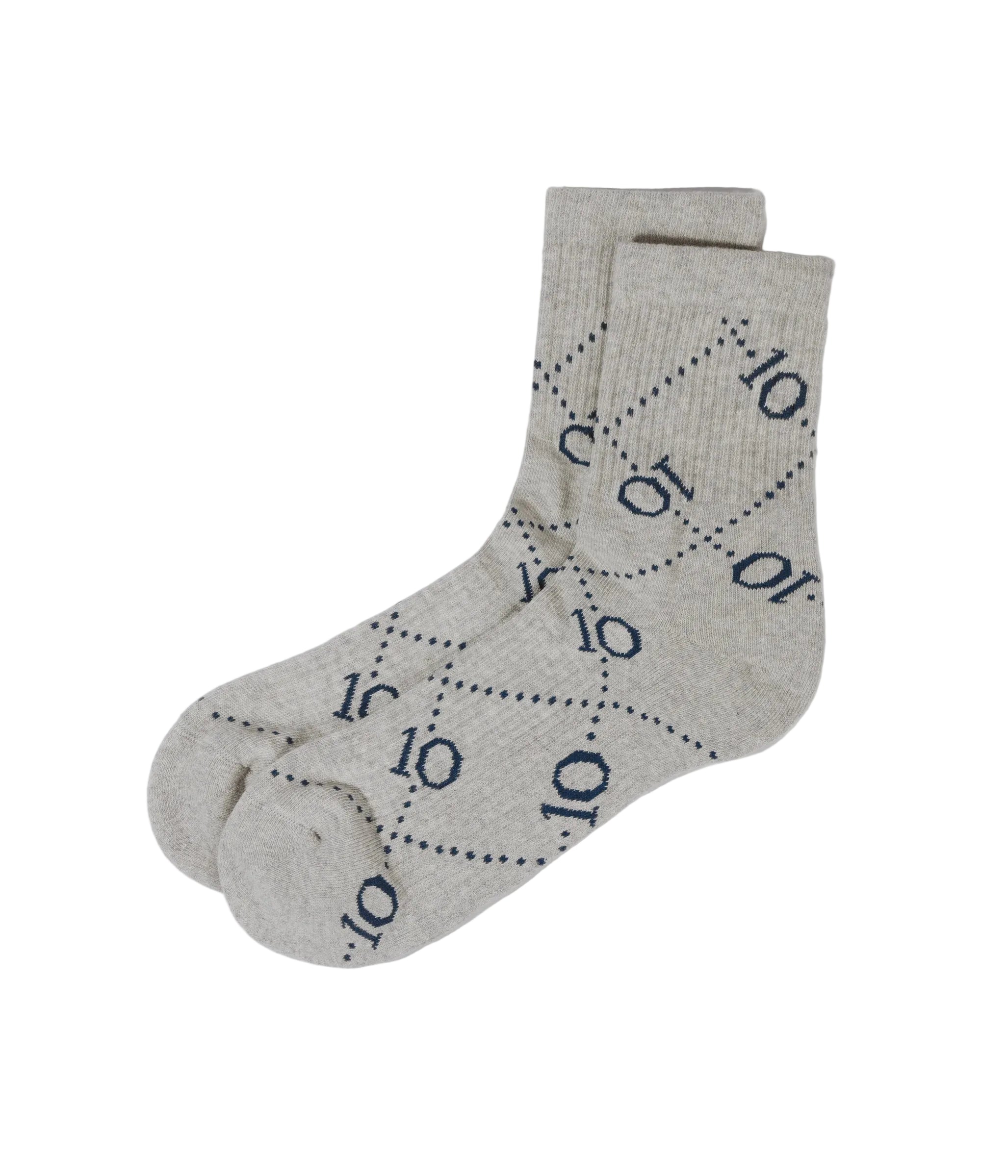 10Days Long Socks Allover Monogram - Light Grey Melee