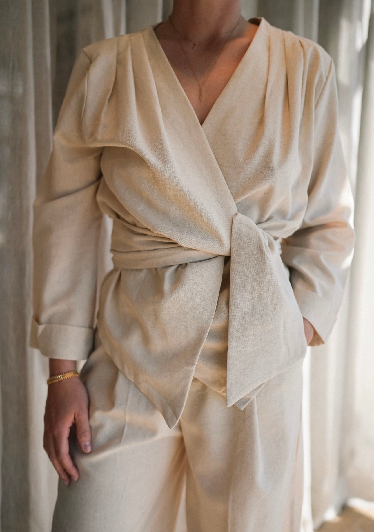 HVN - Linnen Set - Beige -25CY815