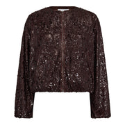Co'couture Sophie Sequin Balloon Jacket - Dark Brown