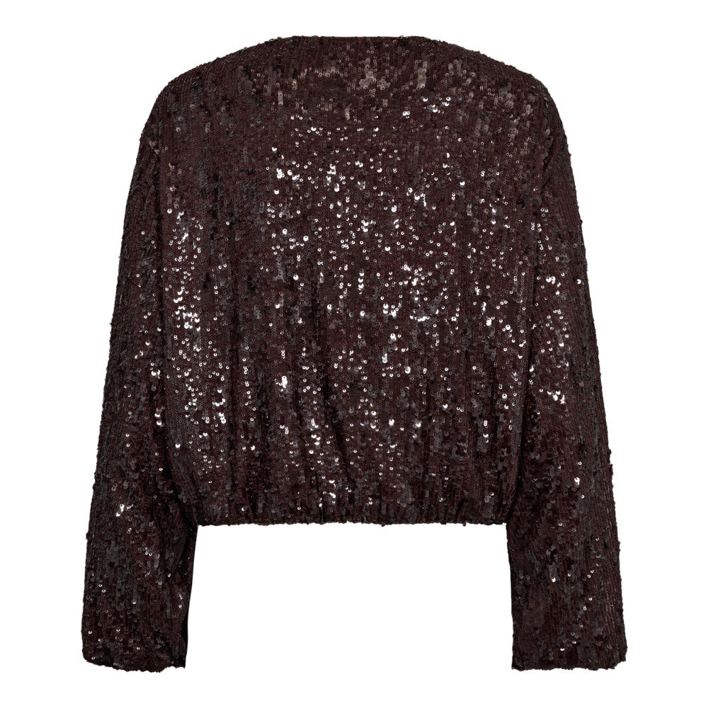 Co'couture Sophie Sequin Balloon Jacket - Dark Brown