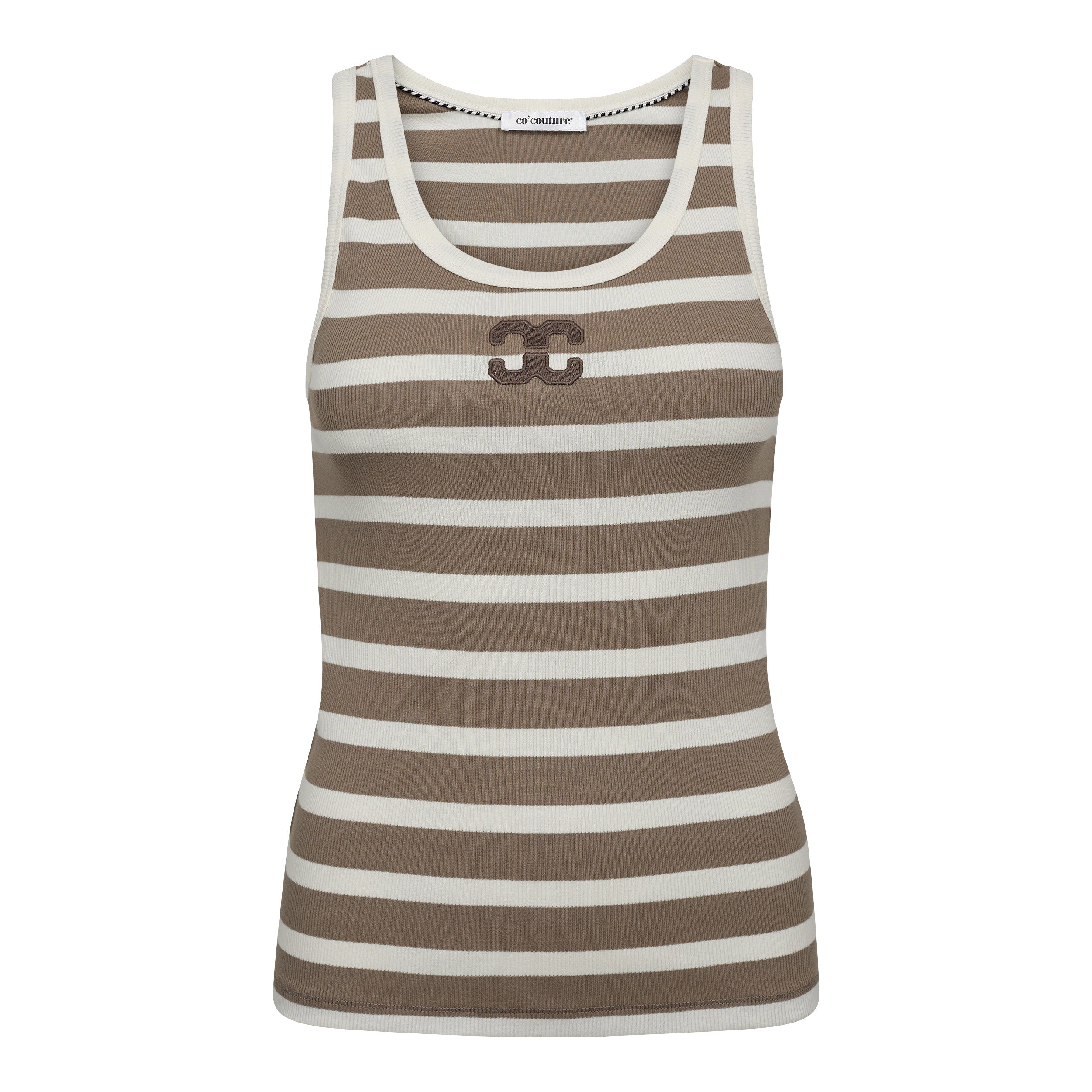 Co'couture Granny Rib Emb Tank Top - Offwhite/Flame