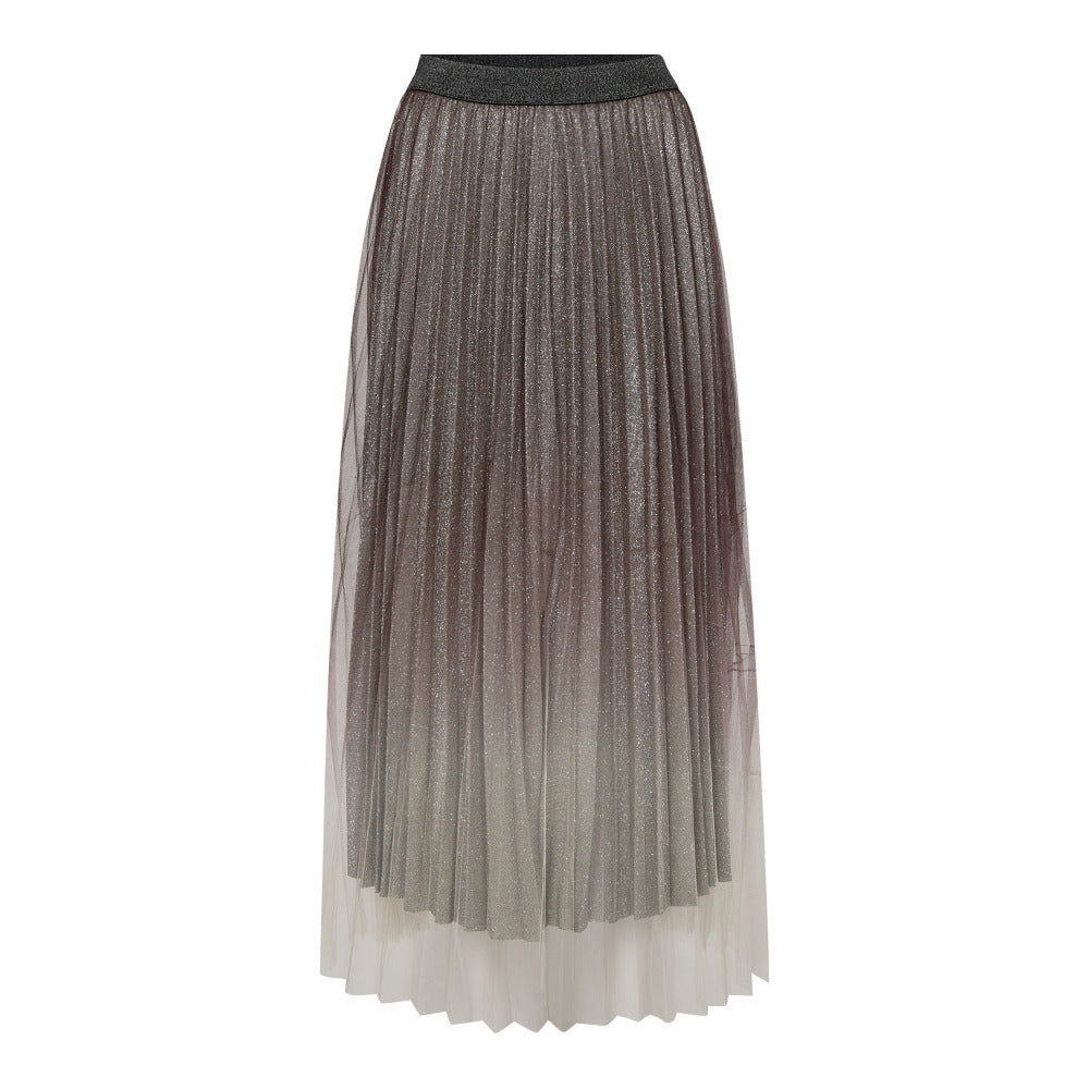Co'couture Glitter Plissé Skirt - Dark Brown