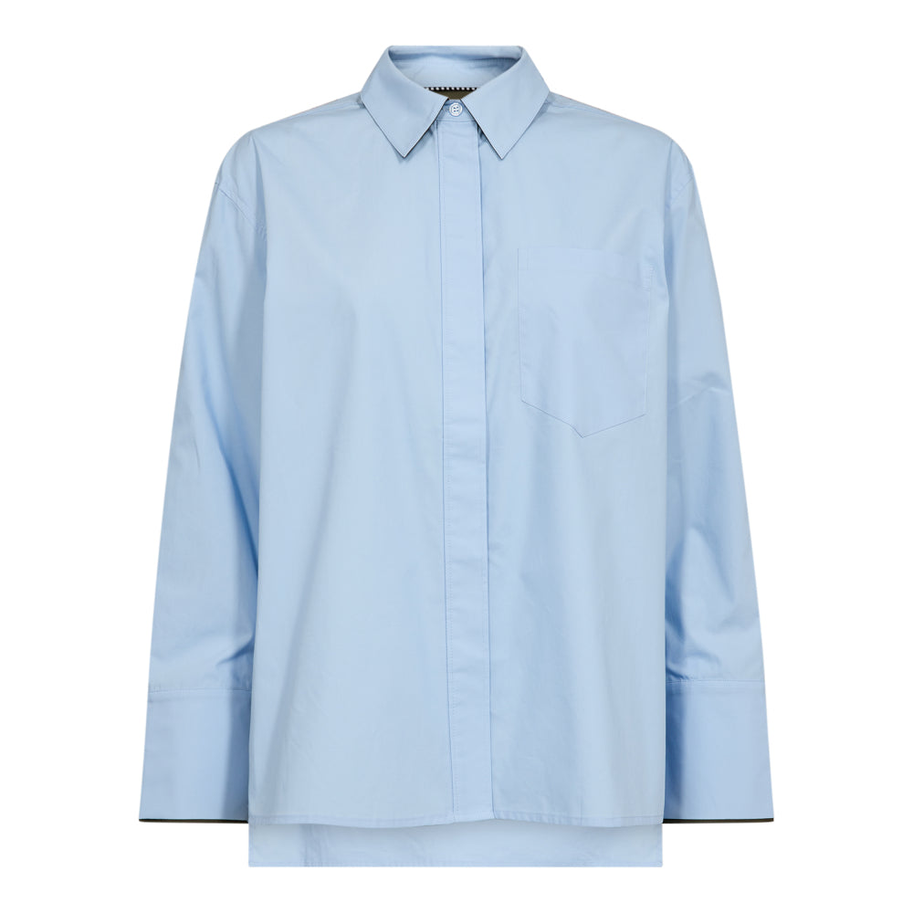 Co'couture Donna Fold Cuff Shirt - Pale Blue