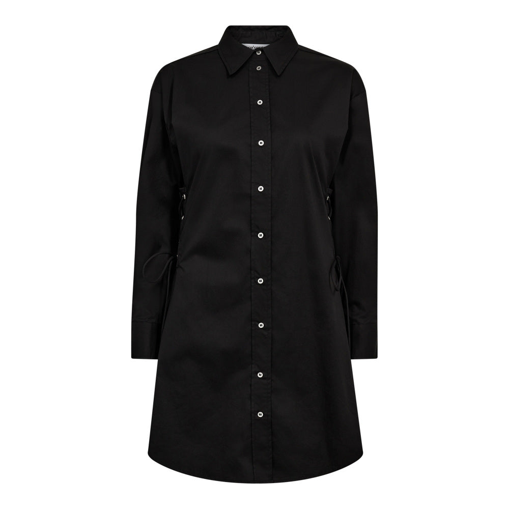 Co'couture Poppy Eyelet Tie Shirt Dress - Black