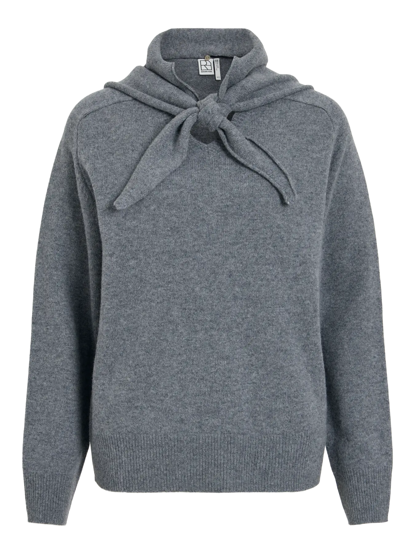 Rouge Edit Kate LS V-Neck Knit - Dark Grey Melange