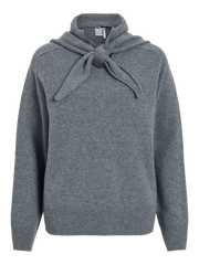 Rouge Edit Kate LS V-Neck Knit - Dark Grey Melange