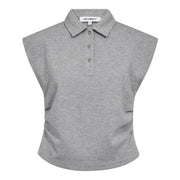 Co'couture Sida Polo Top - Grey Melange