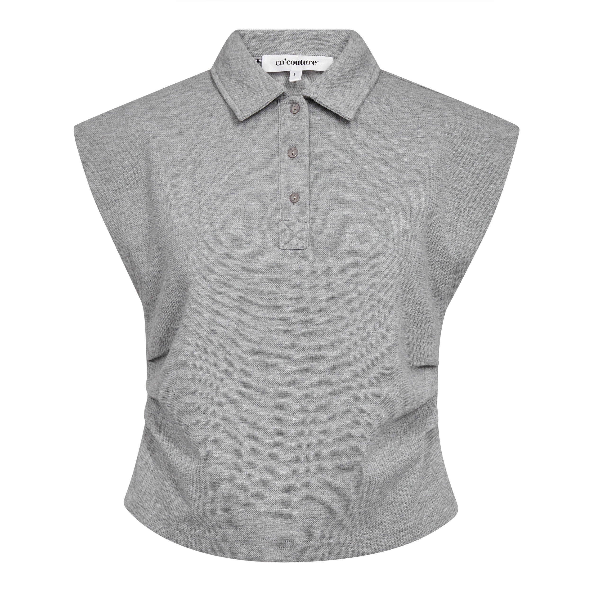 Co'couture Sida Polo Top - Grey Melange