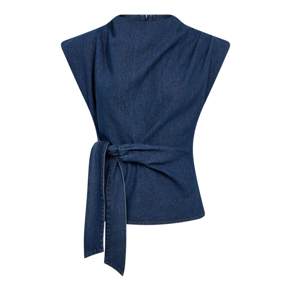 Co'couture Kimmy Pleat Top - Dark Denim