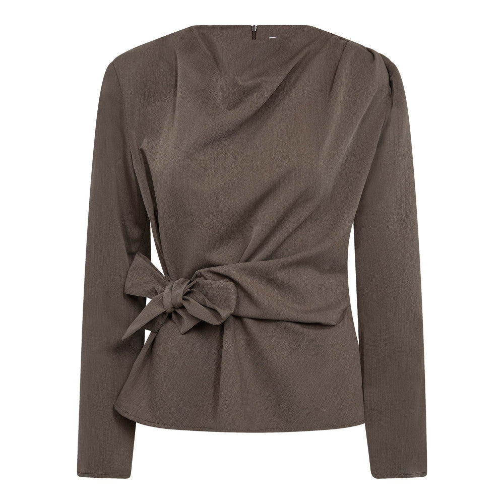Co'couture Tenga Pleat Blouse - Walnut