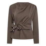 Co'couture Tenga Pleat Blouse - Walnut