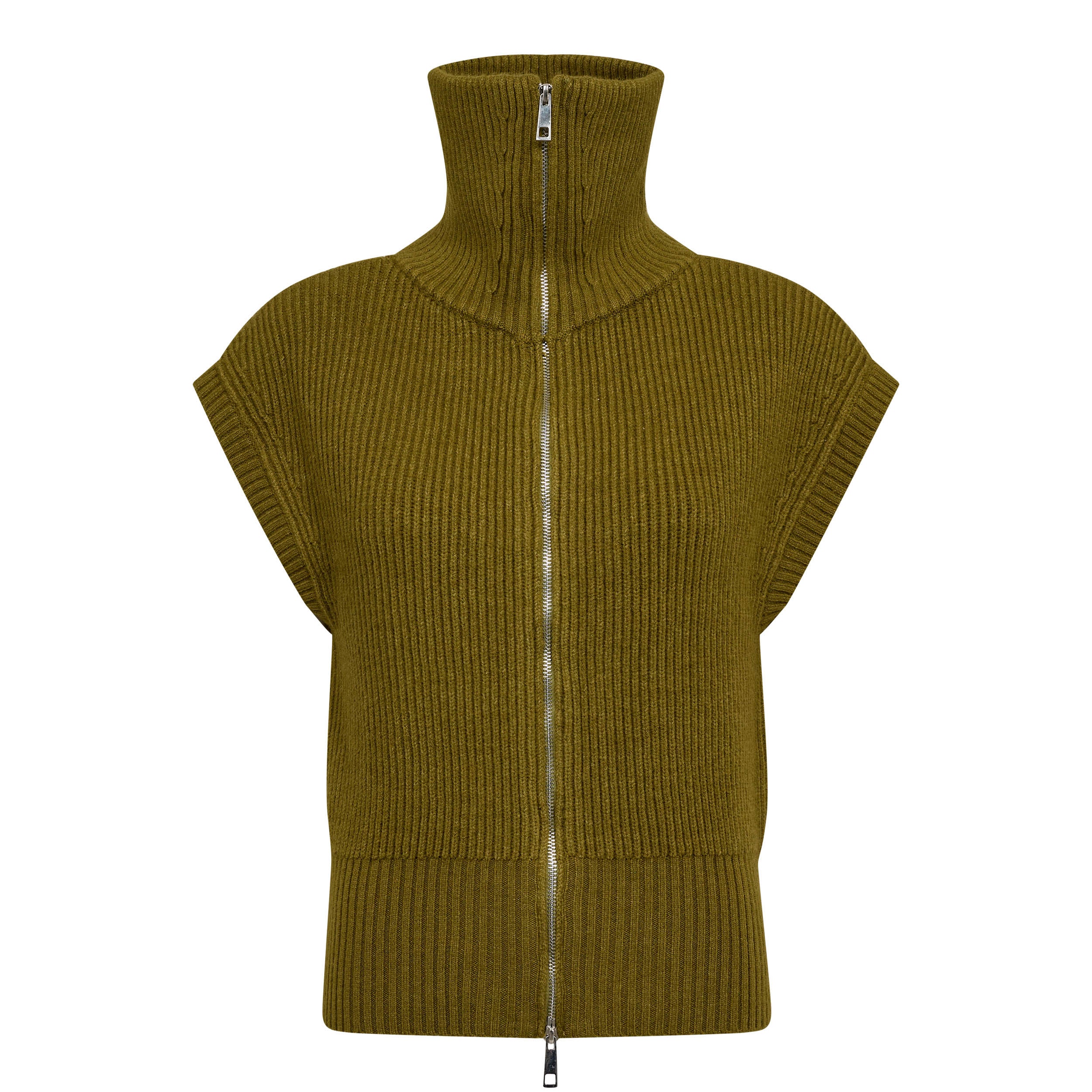 Co'couture Row Zip Knit Vest - Fern Green