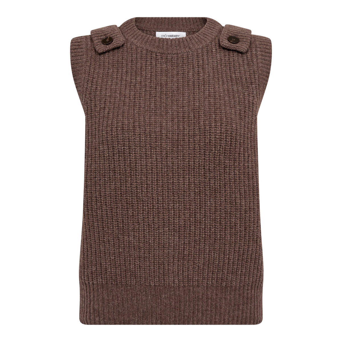 Co'couture Alvia Shoulderstrap Knit Vest - Brown