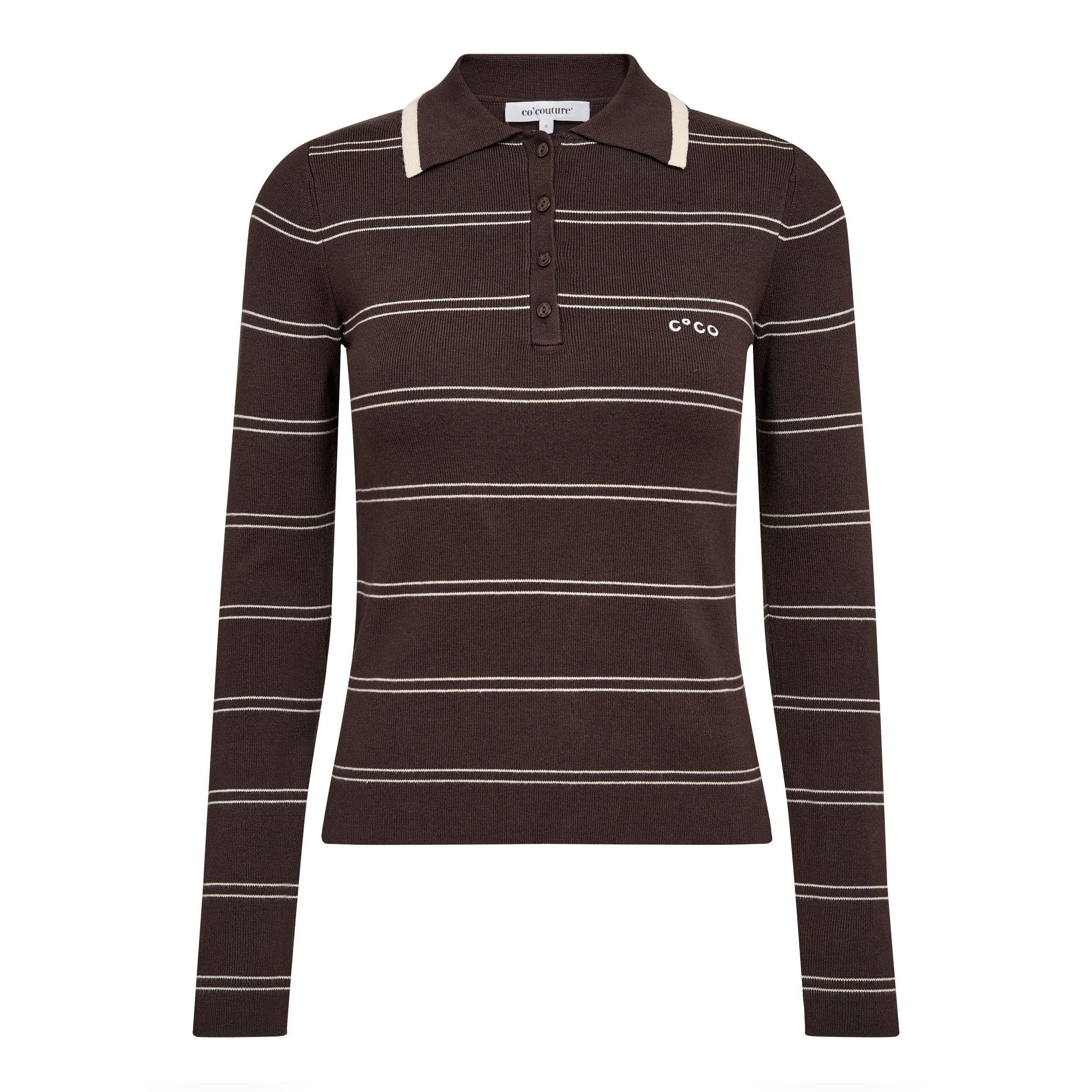 Co'couture Lue Padded Polo Knit - Brown