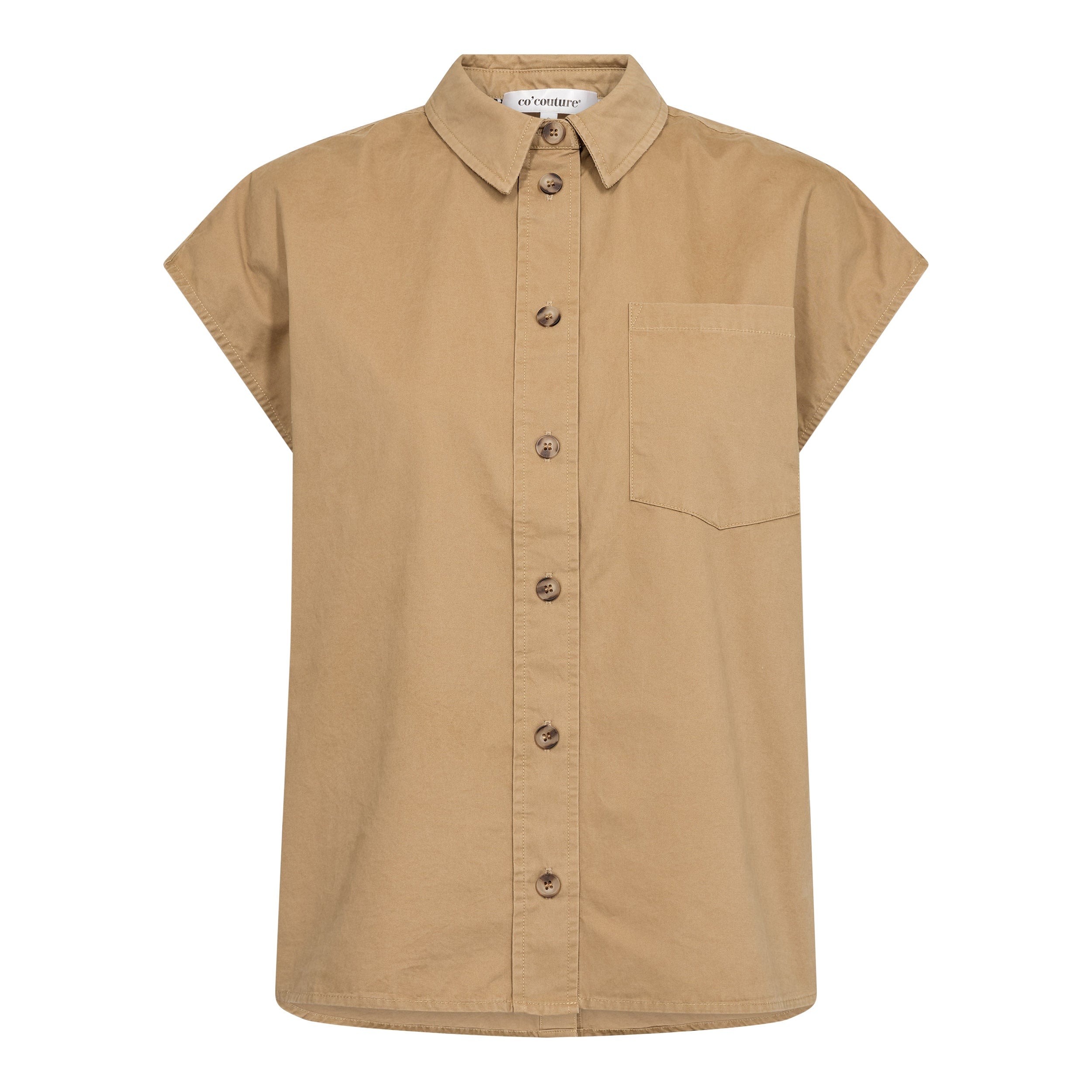 Co'couture Evelyn Slit Back SS Shirt - Sand