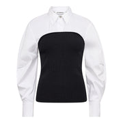Co'couture Mercia Poplin Mix Knit - White