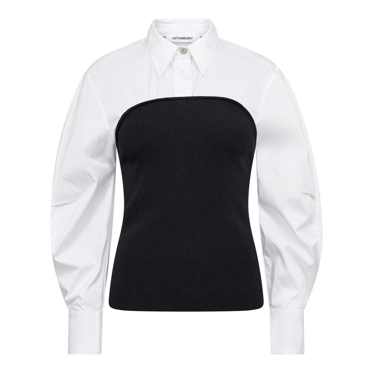 Co'couture Mercia Poplin Mix Knit - White
