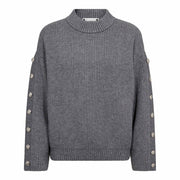 Co'couture Row Button Sleeve Knit - Grey Melange