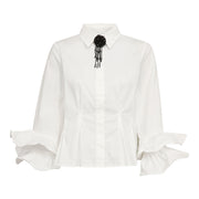 Co'couture Halen Flare Pleat Shirt - White