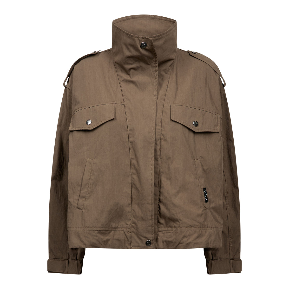 Co'couture Alina Double Funnel Neck Jacket - Brown