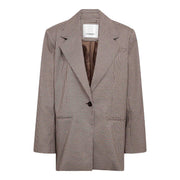 Co'couture Mida Check Power Blazer - Bone Brown