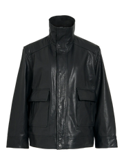 Rouge Edit Mia Oversized Leather Jacket - Meteorite