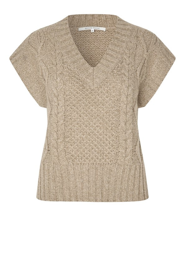 Second Female Janne Knit Vest - Camel Melange