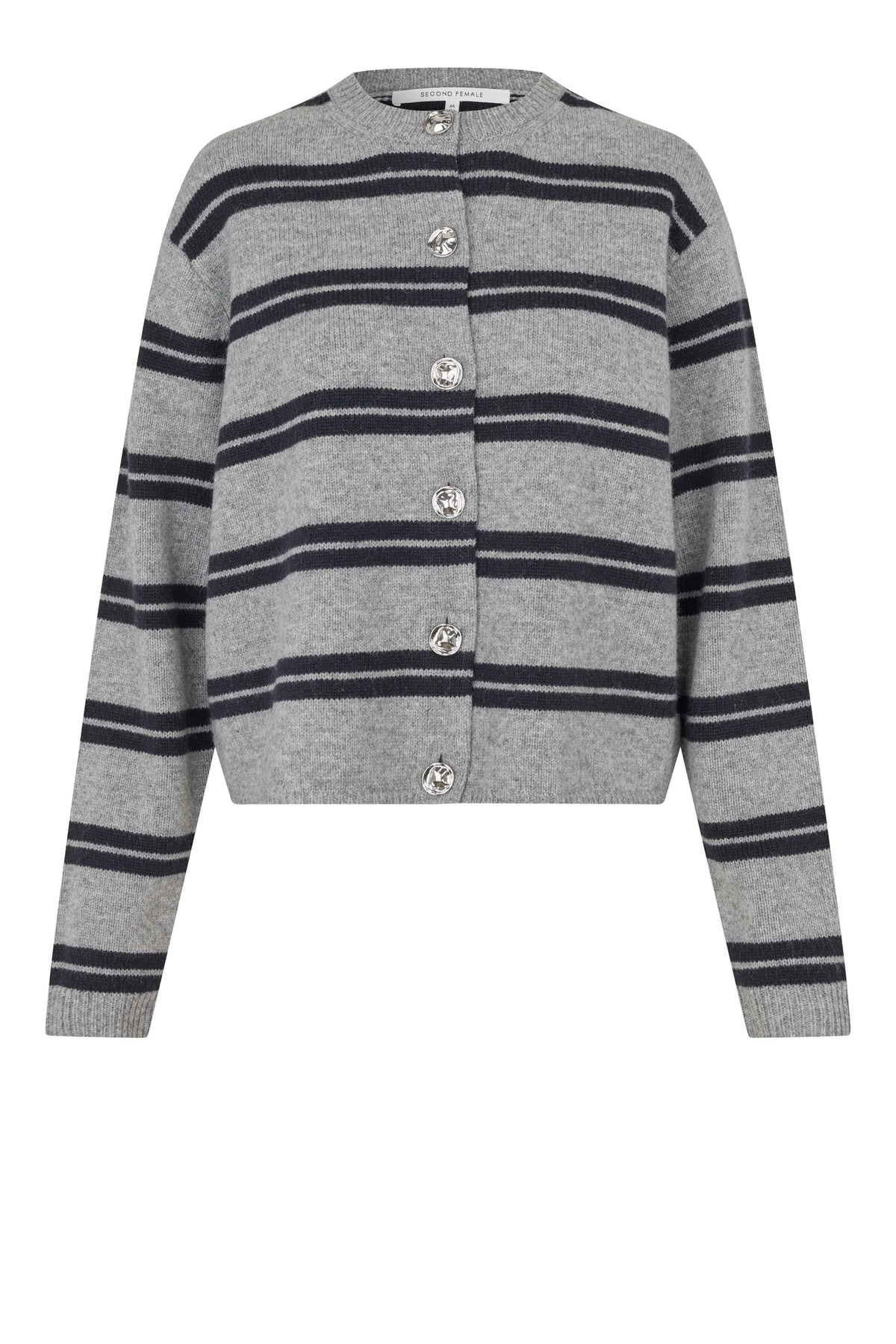 Second Female Alphaline LS Knit Cardigan - Mid Grey Melange