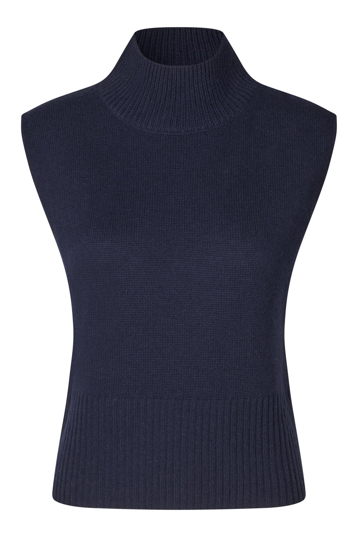 Second Female Longo Knit T-Neck Vest - Night Sky