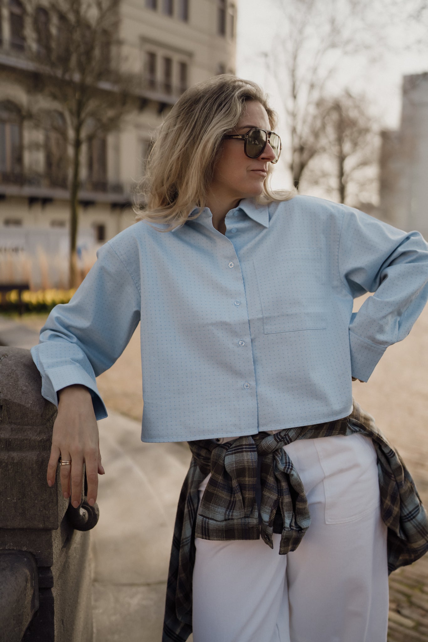 Second Female Joza Blouse - Light blue denim
