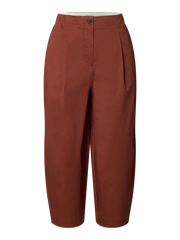 Selected Femme Barrel Carmen Cropped Pant - Cherry Mahogany