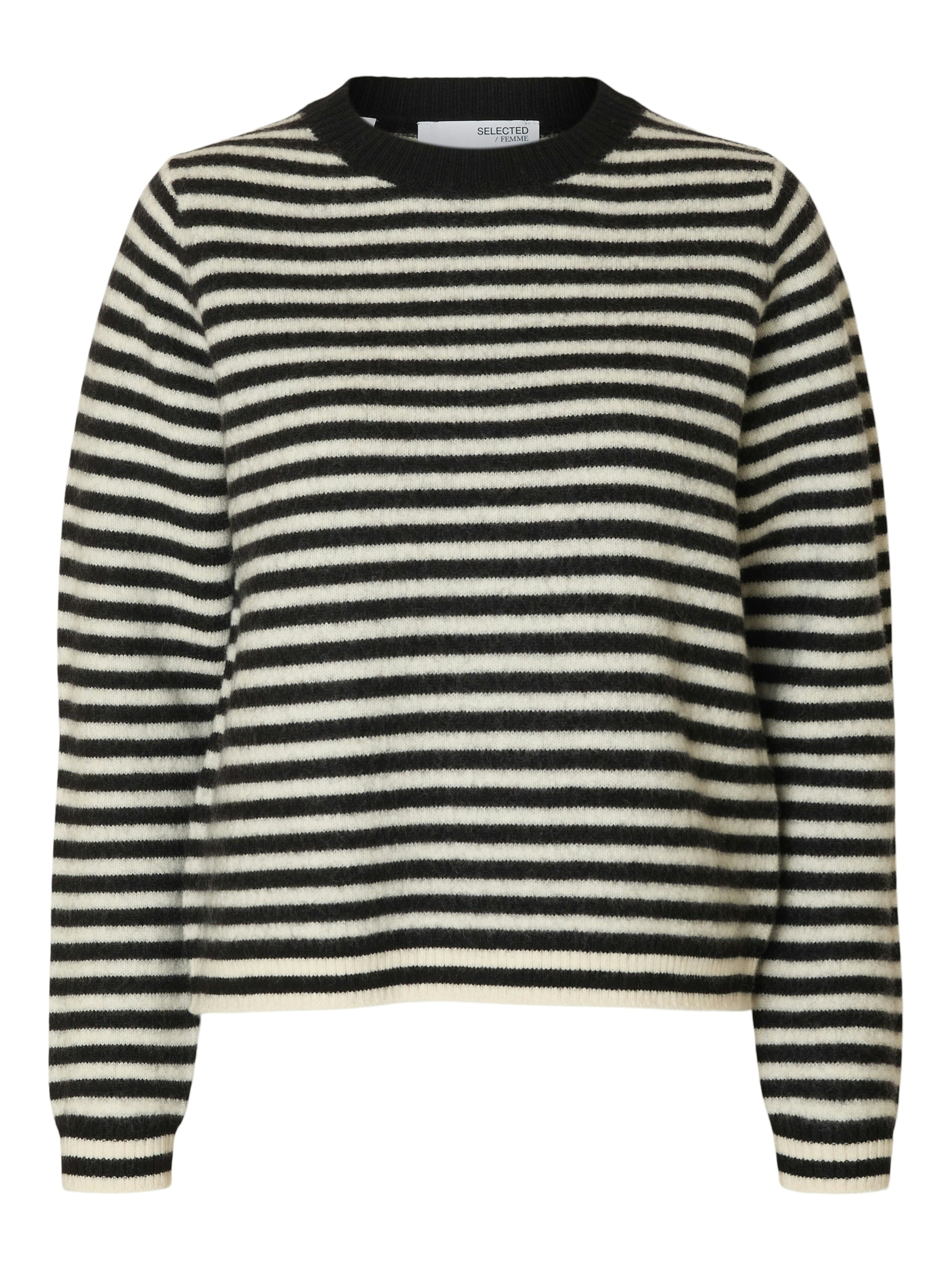 Selected Femme Ana Knit Wool Jumper - Black Birch