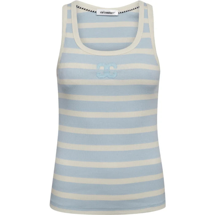 Co'couture Granny Rib Emb Tank Top - Offwhite/Paleblue