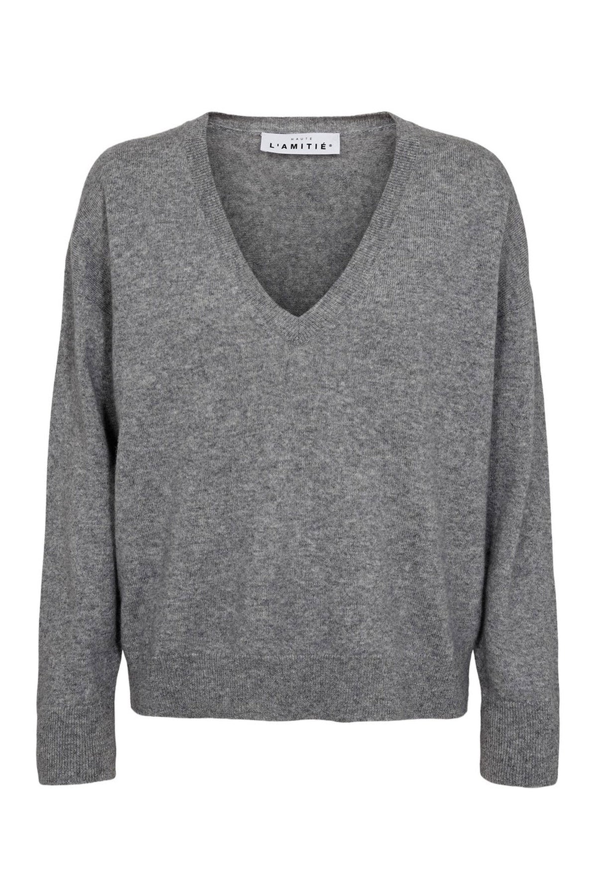 l'Haute Amitié Cash V-Neck - Light Grey Melange