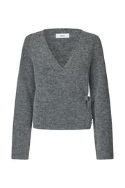 Envii Ada LS V-Neck Knit - Dark Grey Melange