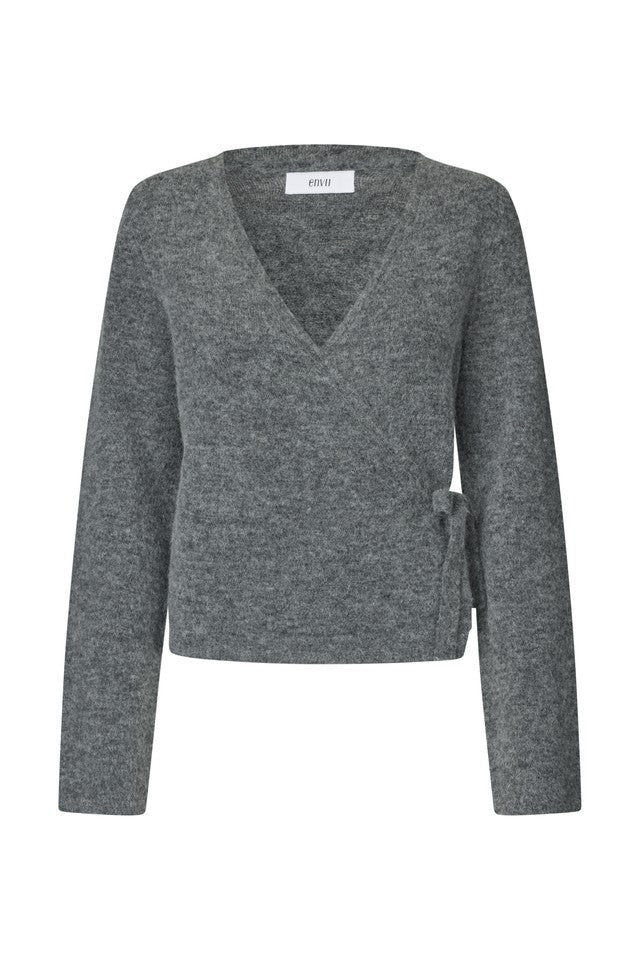 Envii Ada LS V-Neck Knit - Dark Grey Melange