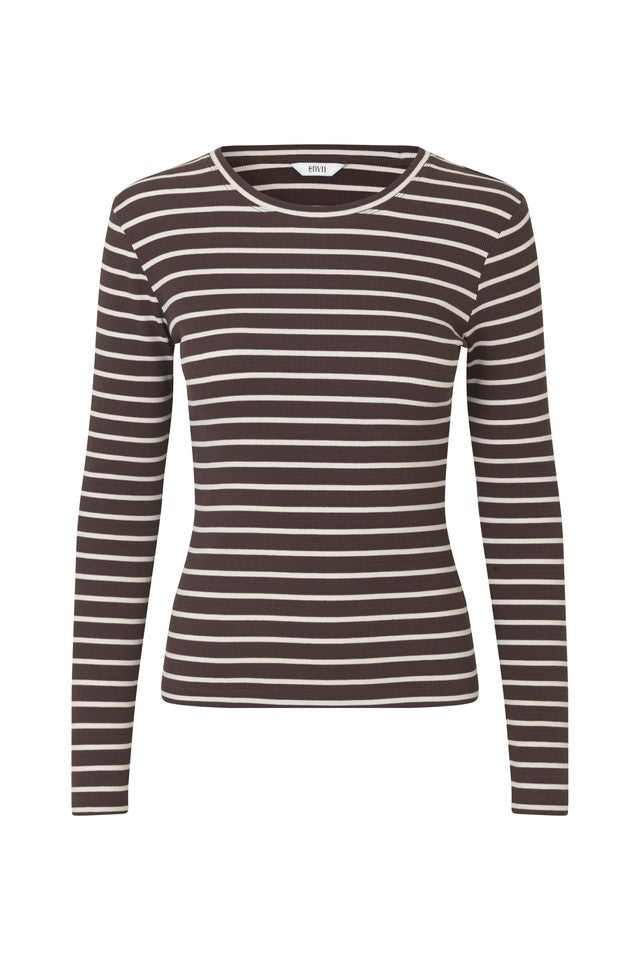 Envii Ally LS O-Neck Tee - Moonstruck/Chocolate