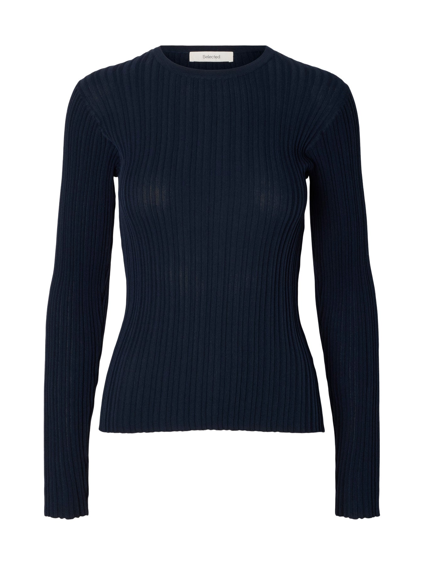Selected Femme Toledo LS Knit Structure O-Neck - Dark Sapphire