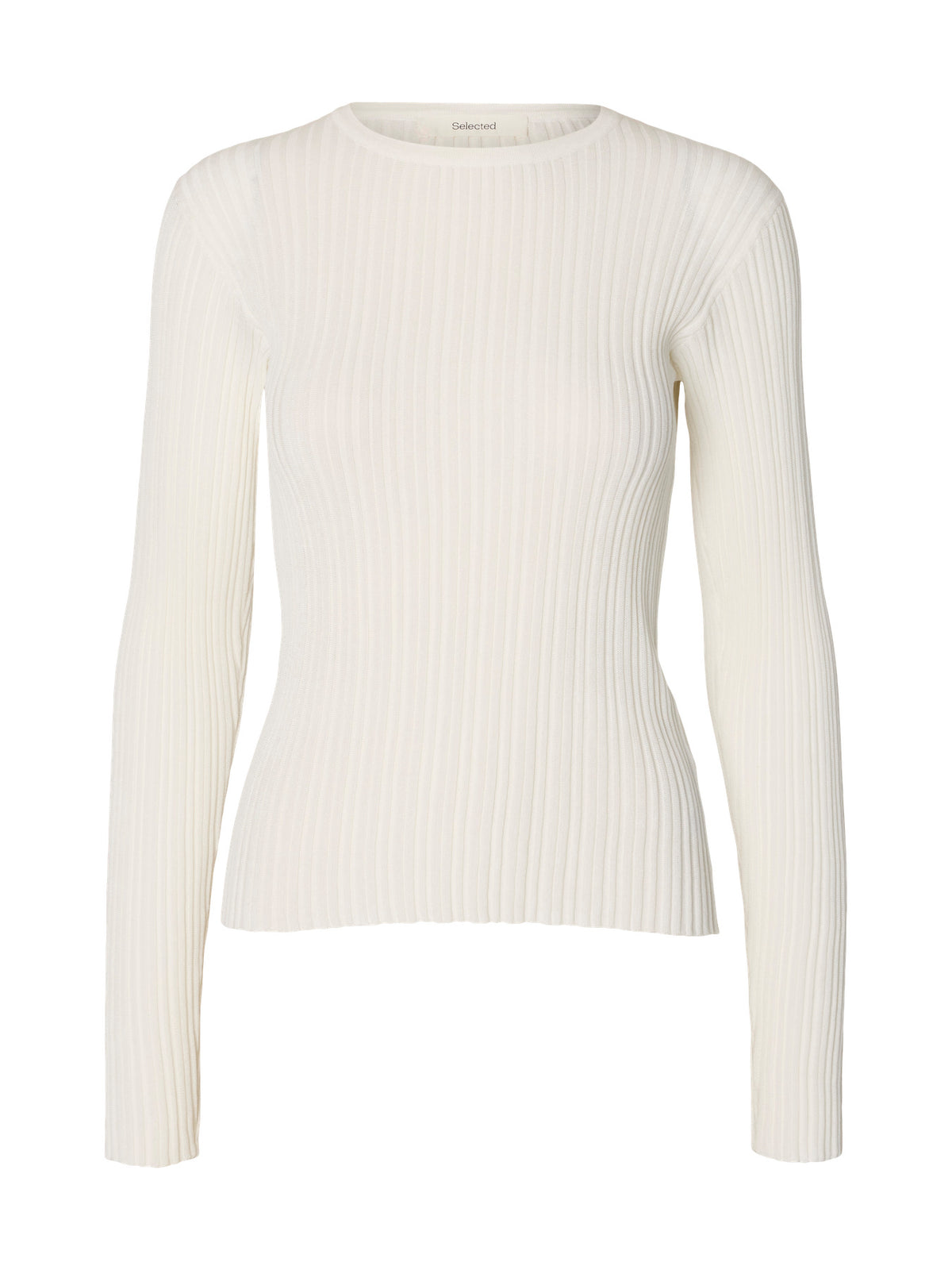 Selected Femme Toledo LS Knit Structure O-Neck - Snow White