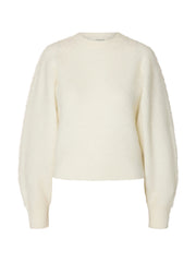 Selected Femme Mira LS Knit Short O-Neck - Egret