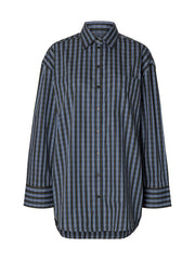 Selected Femme Eden Oversized LS Pocket Shirt - Peat Check