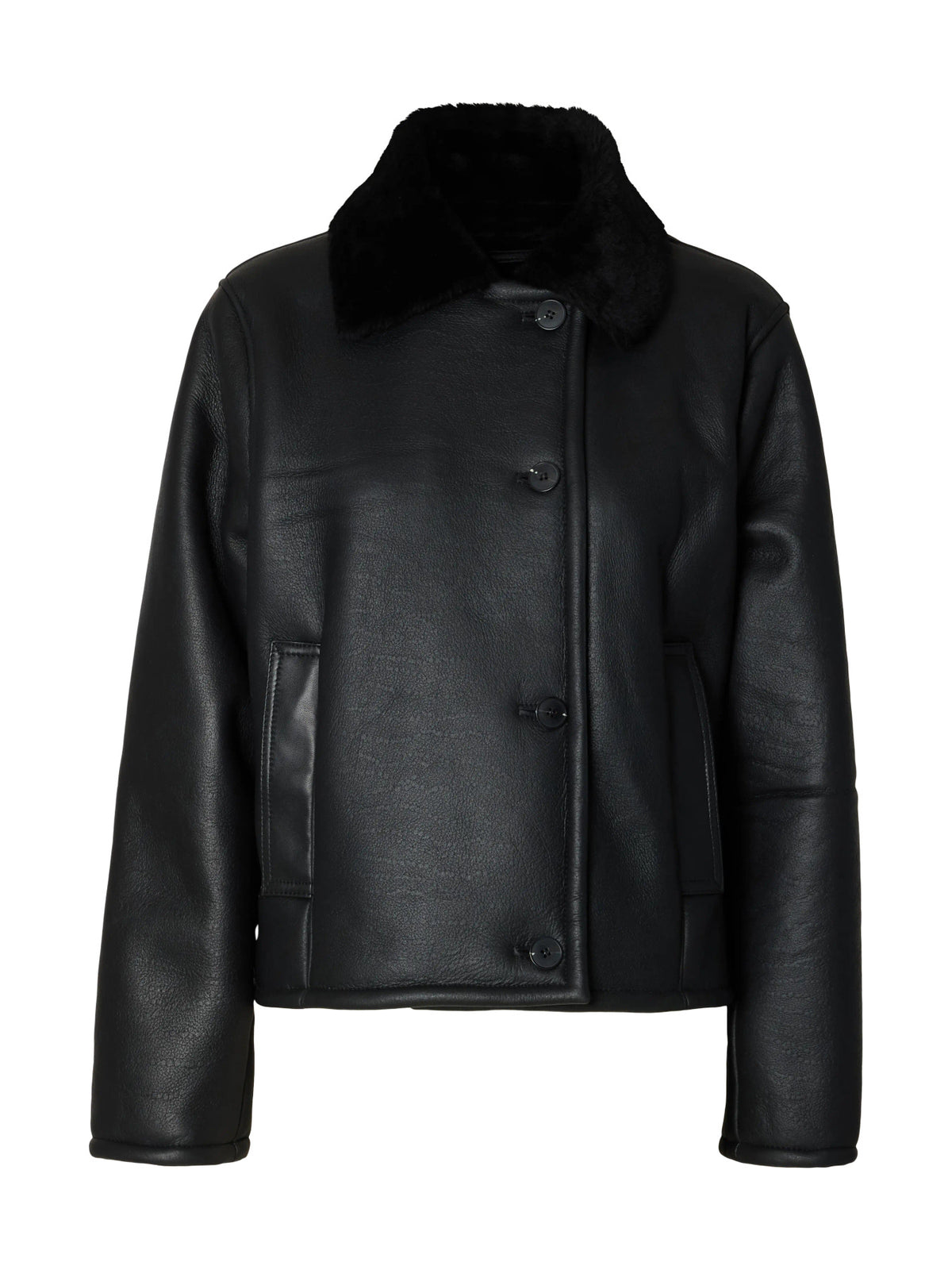 Selected Femme Nara Shearling Jacket - Black