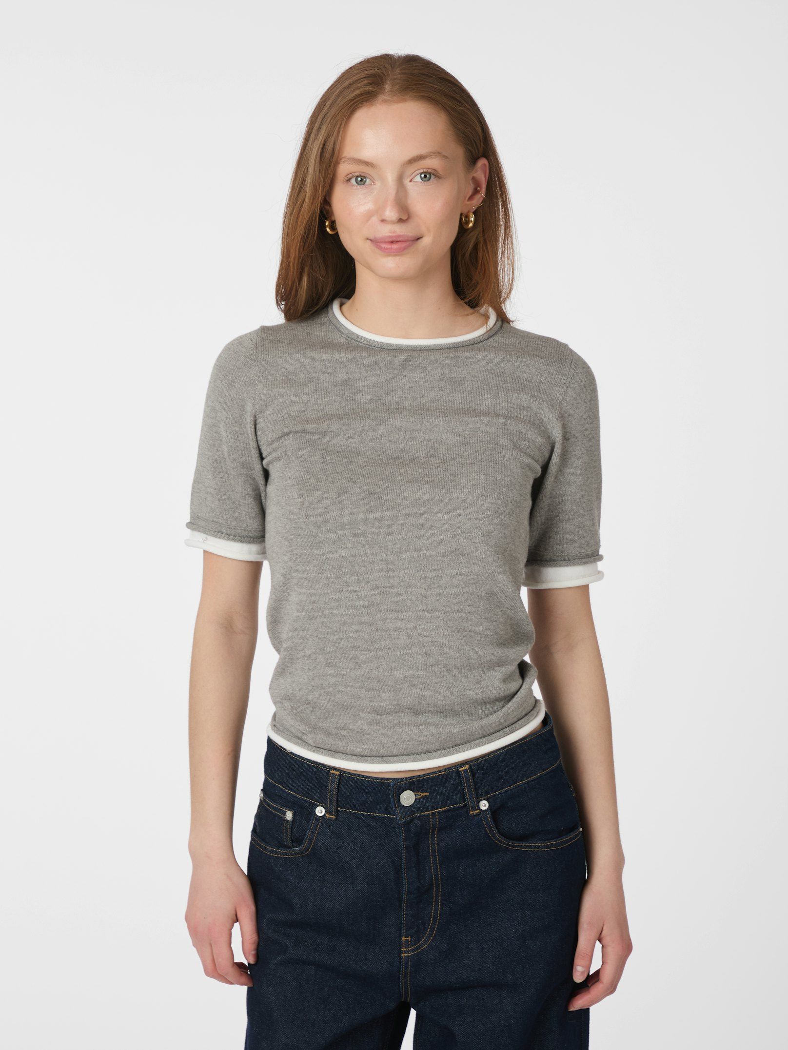 Neo Noir Fauna Double Knit Tee - Light Grey Melange