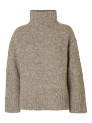Selected Femme Gabriella Knit High Neck - Steel Gray Melange