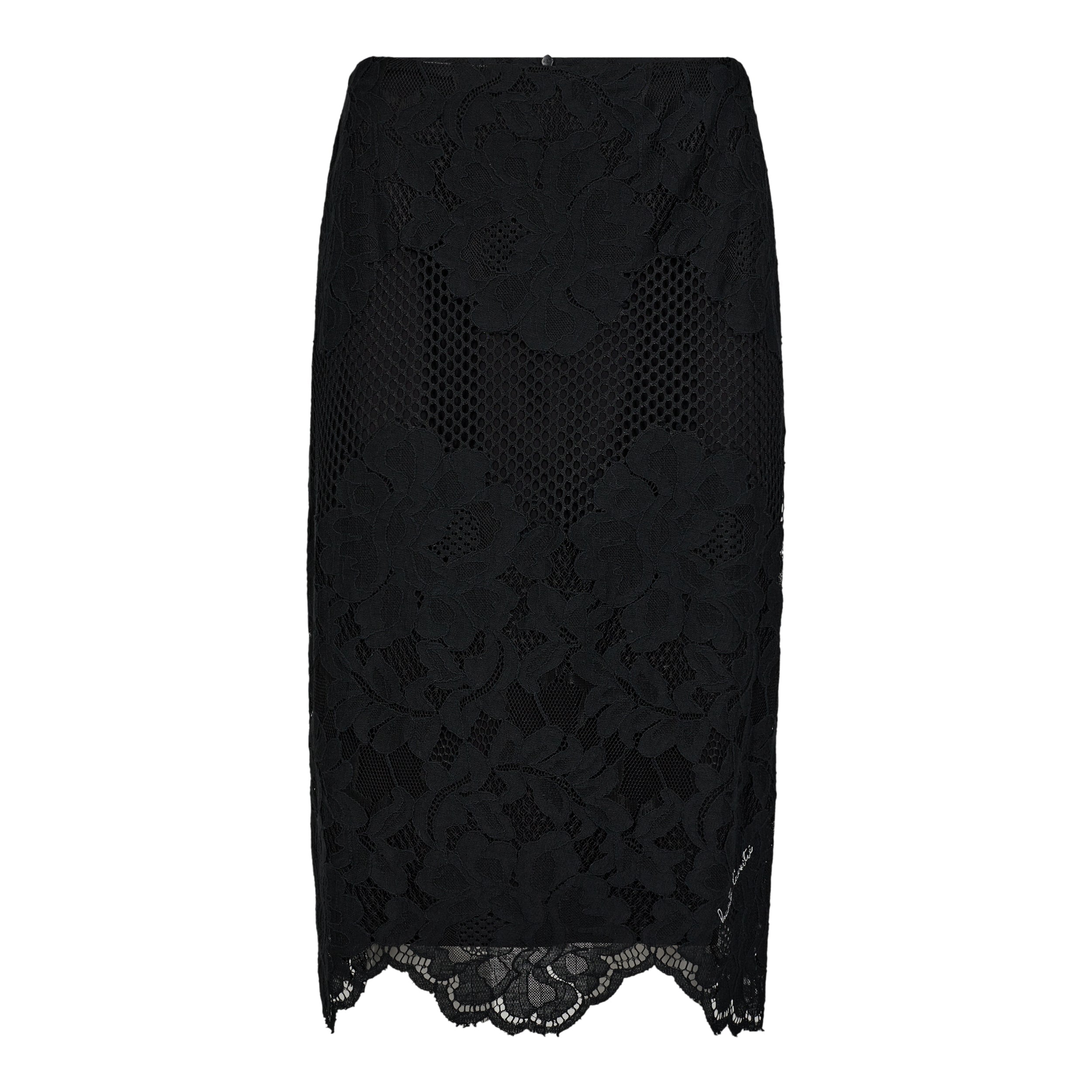 l'Haute Amitié Curvey Lace Hem Pencil Skirt - Black