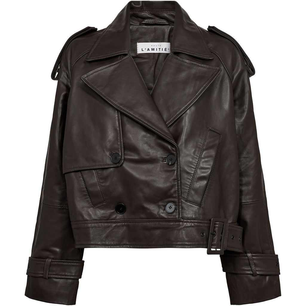 Haute l'Amitié Leather Trench Jacket - Mocca