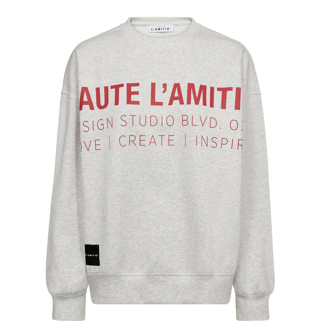 l'Haute Amitié Studio Logo Sweat - Pearl Melange/Red