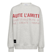 l'Haute Amitié Studio Logo Sweat - Pearl Melange/Red